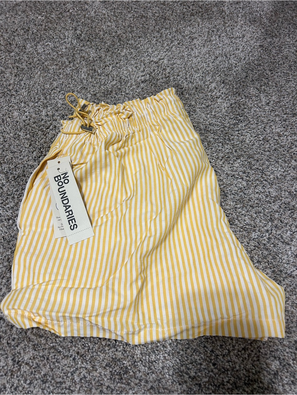 No Boundaries Yellow and White Striped Girls Shorts
